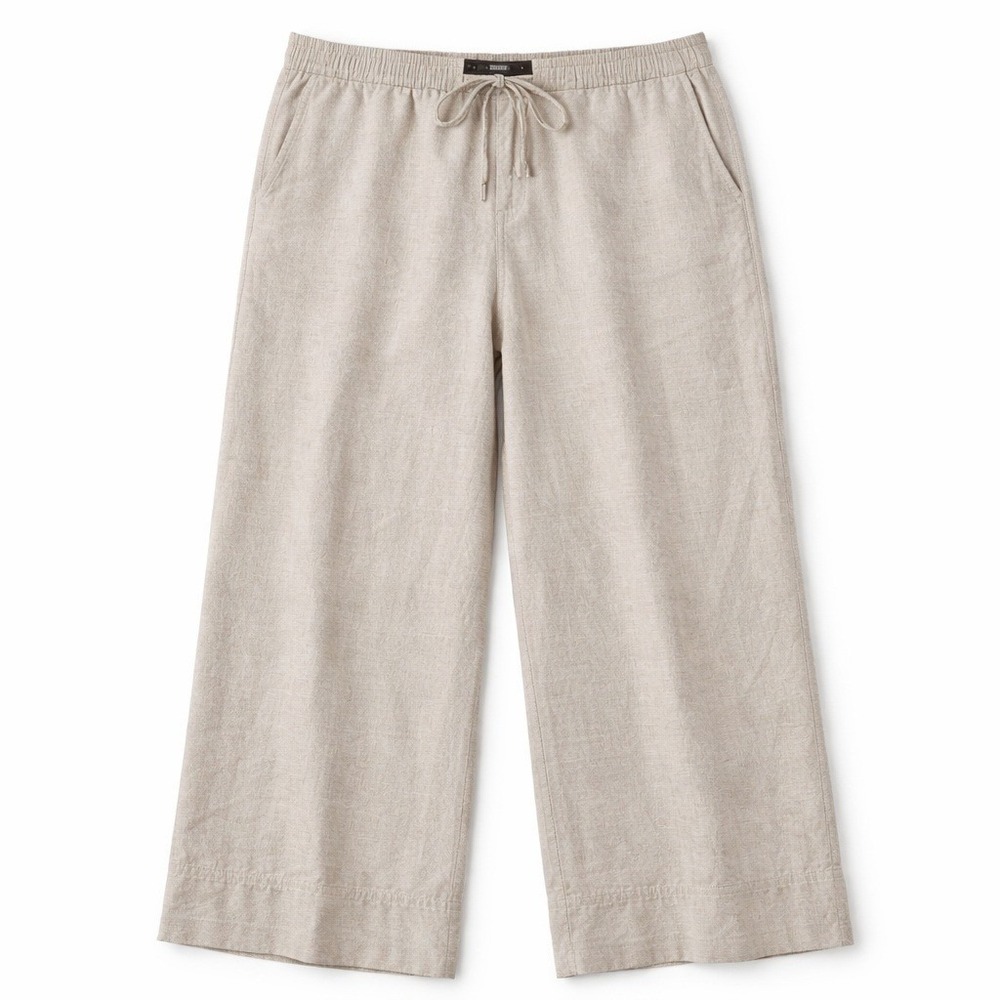 Talbots Linen Pants – 14 Tan Wide Leg Drawstring Irish Linen READ